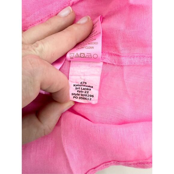 Lilly Pulitzer Neon Pink Button Down Sleeveless Briette Linen Top Large NWT - Picture 6 of 6
